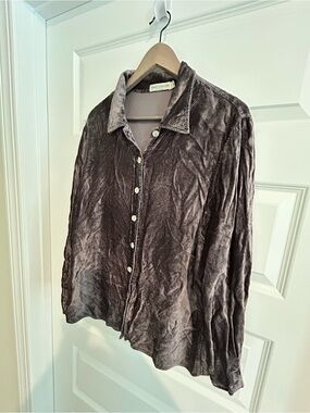 Cut Loose Velvet Button Up Blouse Gray Size M
